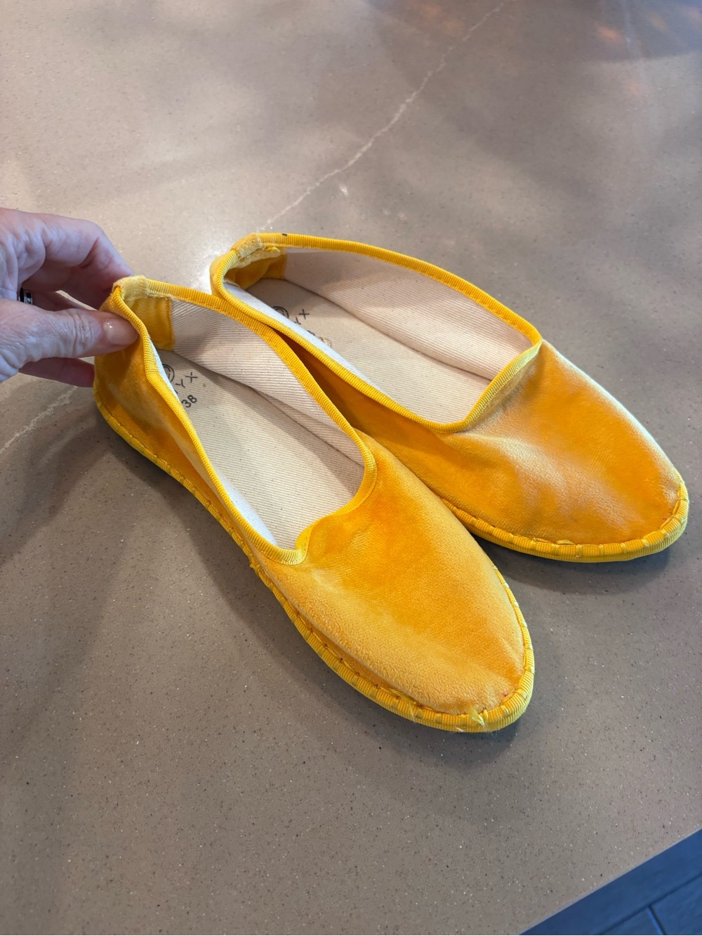 Onyx Yellow Velvet Flats Loafers